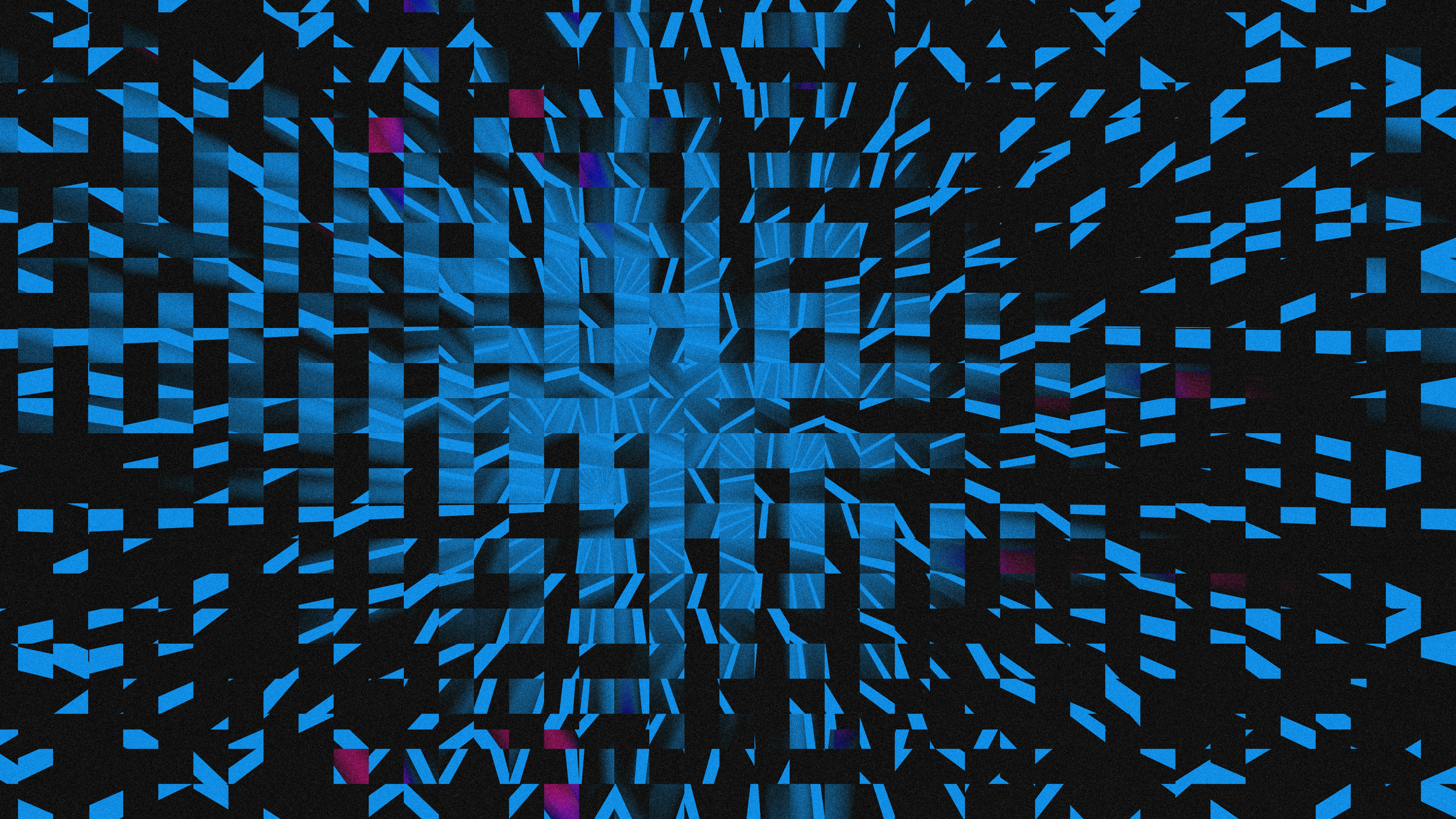 Blue and black abstract background with square design.